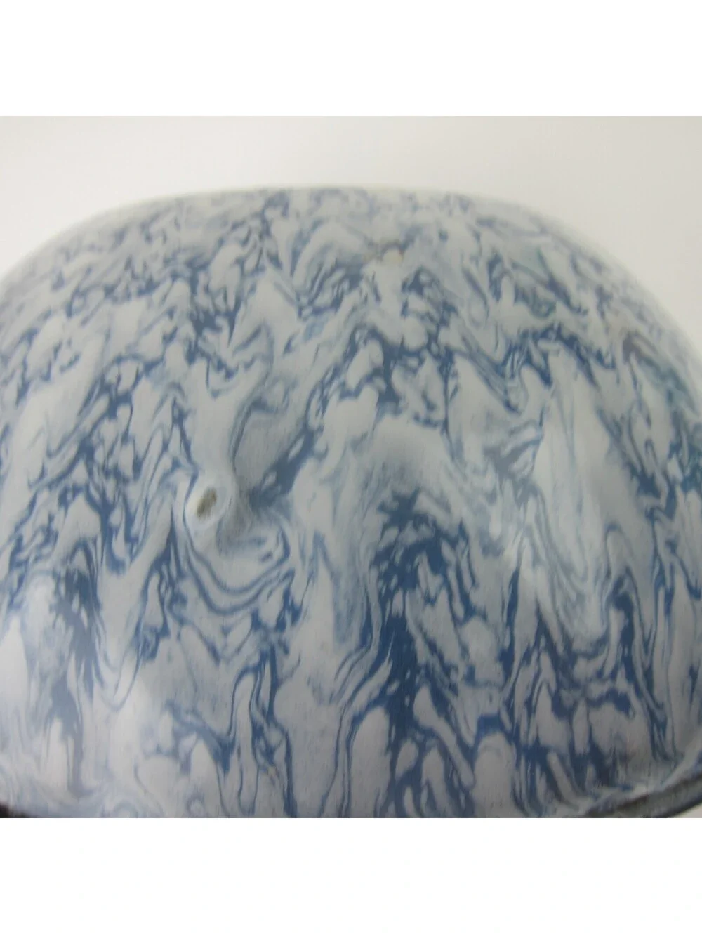 Antique Graniteware Mixing Bowl Blue Swirl 8
